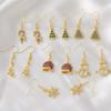 Weihnachts-Ohrringe, 18K Gold-Plattiert: Schneemann, Schneeflocke, Baum & Hut Ohrstecker