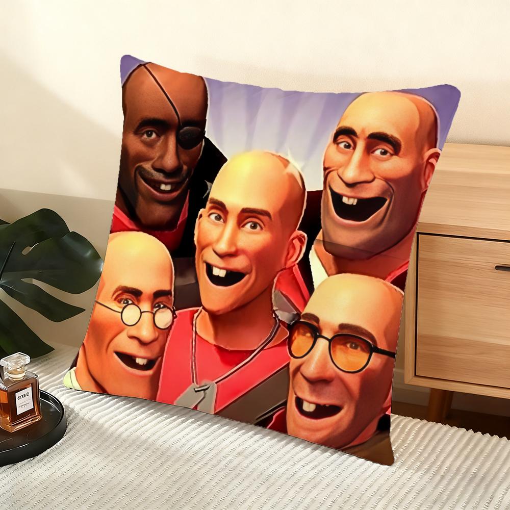 T-Team F-Fortress 2 Cushion Cover Soft Short Plush Pillow Cover Smooth Cozy Texture Aesthetic Cushion Case Home Decor
