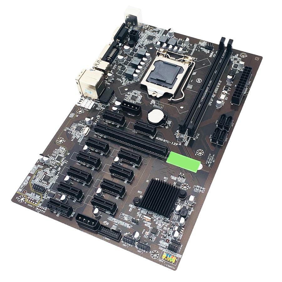 B250 BTC Mining Motherboard 12X PCIE Graphics Card Motherboard DDR4 DIMM SATA3.0 Supports VGA