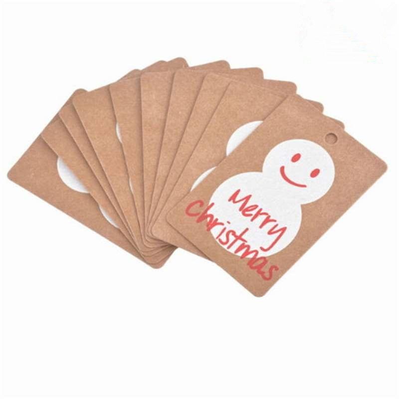 50pcs/set Baking Packaging Christmas Kraft Paper Santa Claus Tag Card for DIY Christmas Party Decor