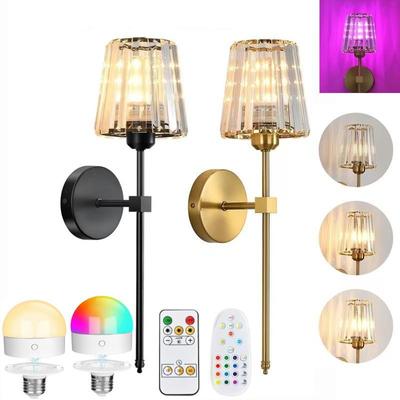 Wireless RGB Remote Control Wall Light - Battery Powered Crystal Lamp for Bedroom or Living Room