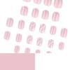 24 Stück einfache weiße künstliche Nägel, kurze quadratische Nagelkunst, wellig, flash-rosa gestreift, tragbare Nägel