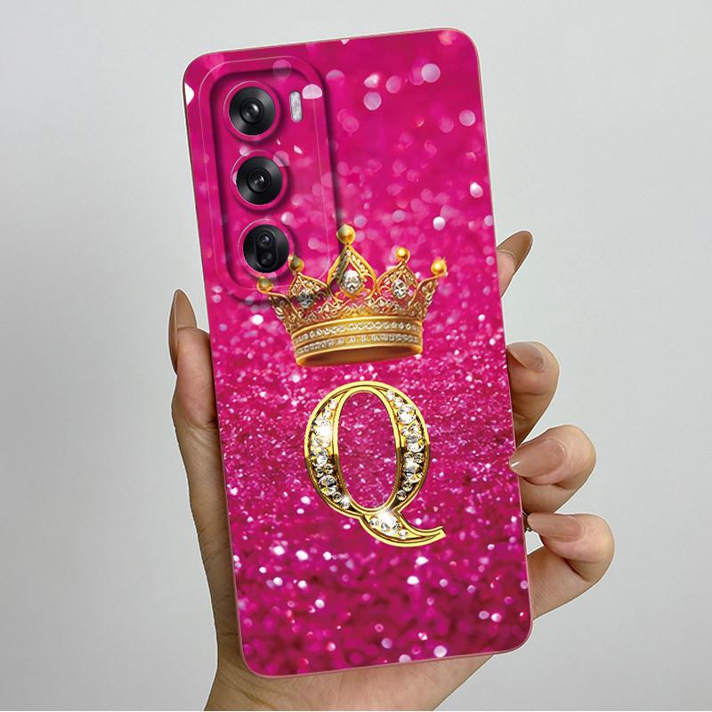 For OPPO Reno 12 Pro 5G Case Crown Letters Liquid Silicone Phone Cover For OPPO Reno12 Reno 12 12Pro Coque CPH2625 CPH2629 Funda