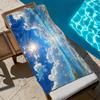 Summer Beach Paradise Sky Water Print Towel, Microfiber for Poolside Beach Vacation