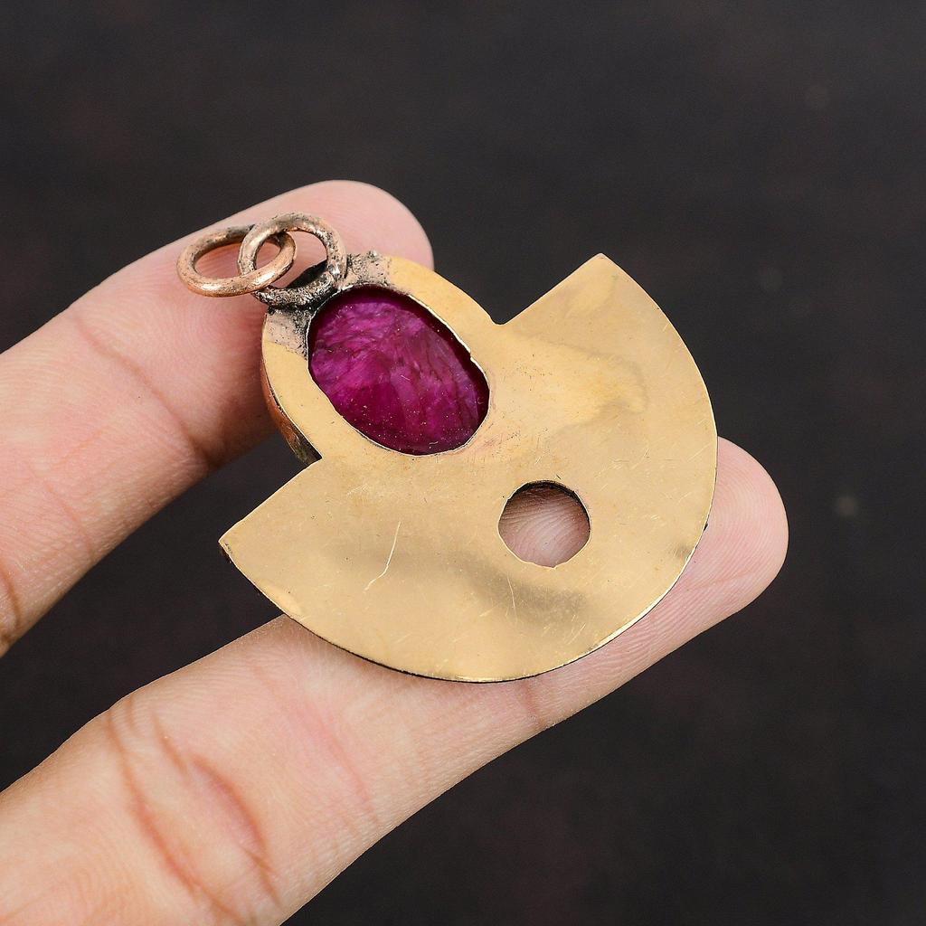 Faceted Kashmir Ruby Pendant Copper Pendant Gemstone Jewelry Statement Pendant Handmade Jewelry Pendant For Women Copper Jewelry For Gifts