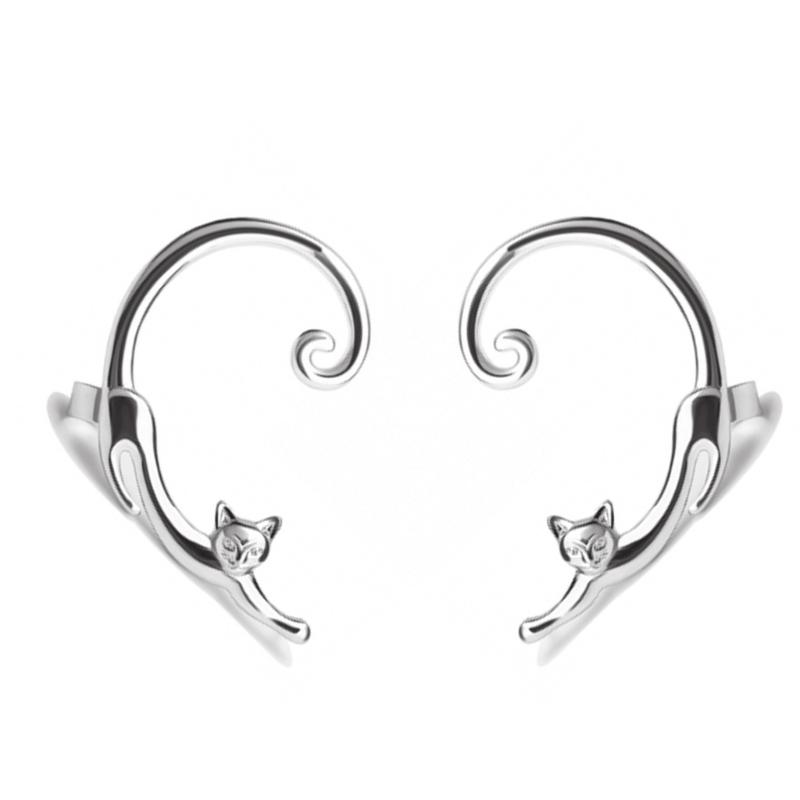 Süßes Tier für Katzenohr-Manschettenohrringe Kätzchen Clip-On Ohrstecker Wickelohrringe Schmuck für Damen und Mädchen Party-Accessoire