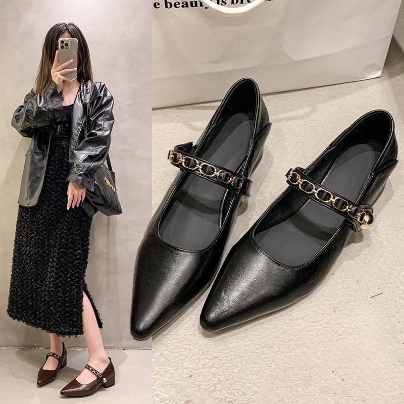 

Single shoes 2025 spring and autumn new retro one-word French square head skirt shallow mouth Mary Jane shoes small fragrant shoes 35