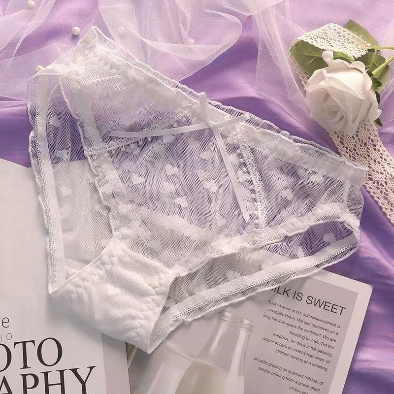 Ice Silk Embroidered Underpants for Women: Quick Drying Breathable Soft Comfortable Sexy Translucent Summer Mesh Briefs