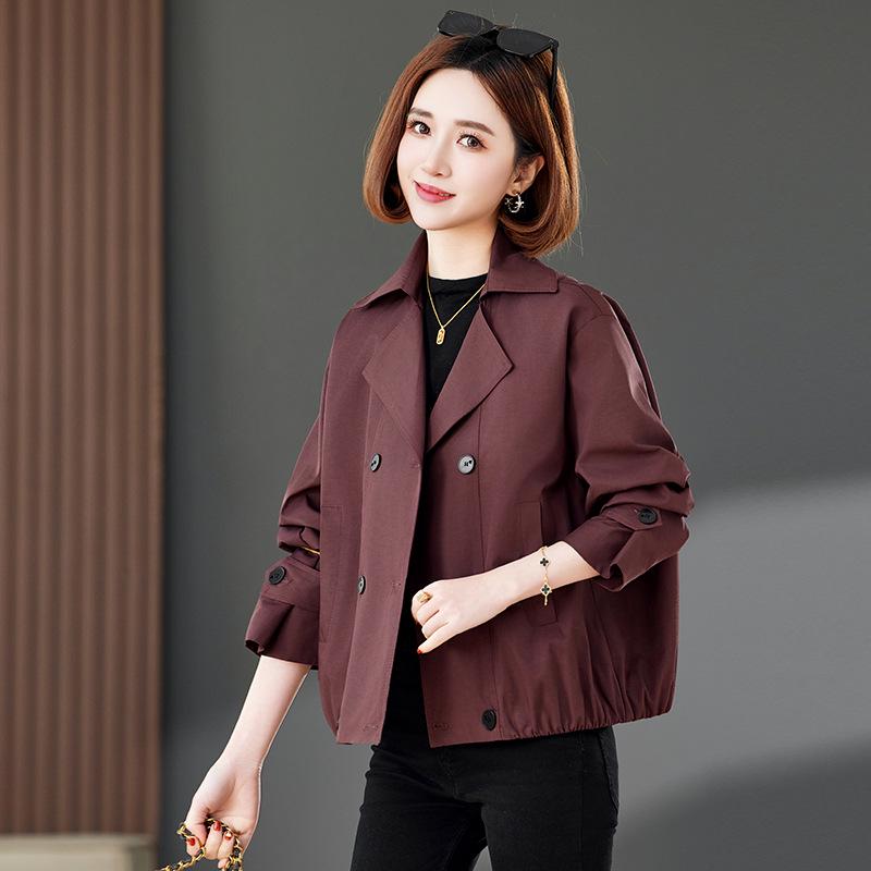 

Женская универсальная короткая куртка из ангоры красного цвета - большого размера, с отложным воротником, омолаживающая, модная для весны и осени Medium