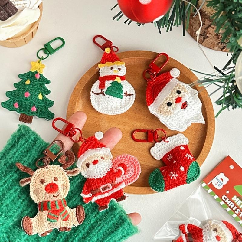 Festives Plush Decorations Chirstmas Tree Shape Hanging Weaving Pendants for Christmas Tree Keychain Backpack