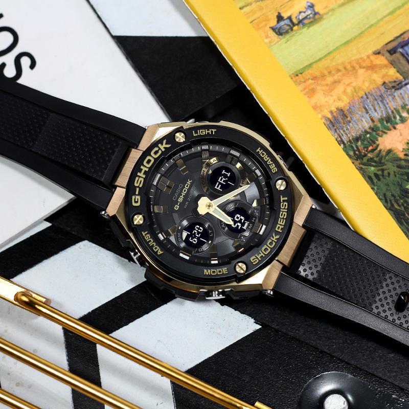 Casio G-STEEL series-S disc dual display, luminous multi-function, mud-proof, dust-proof and waterproof, solar quartz movement, resin GST-S100G-1A