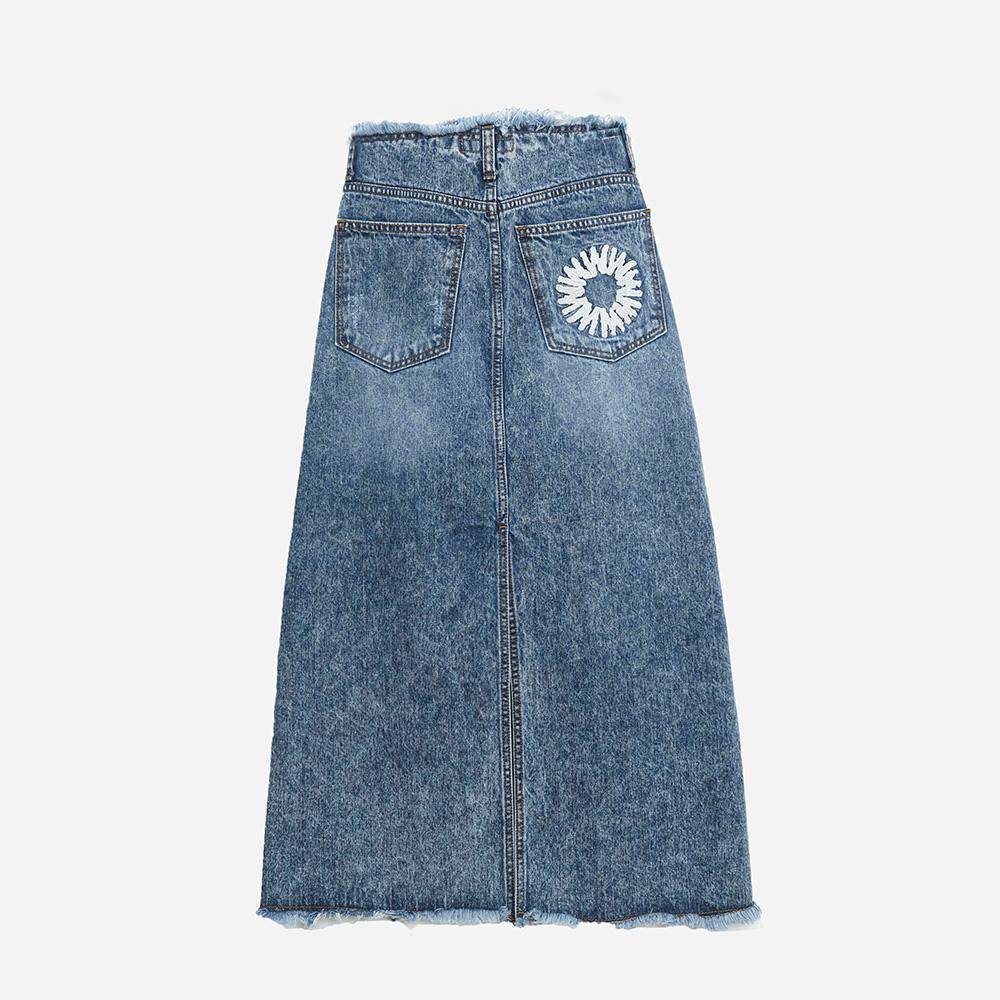 999Hyumeoniti Full Length Denim Skirt (Stone Blue)
