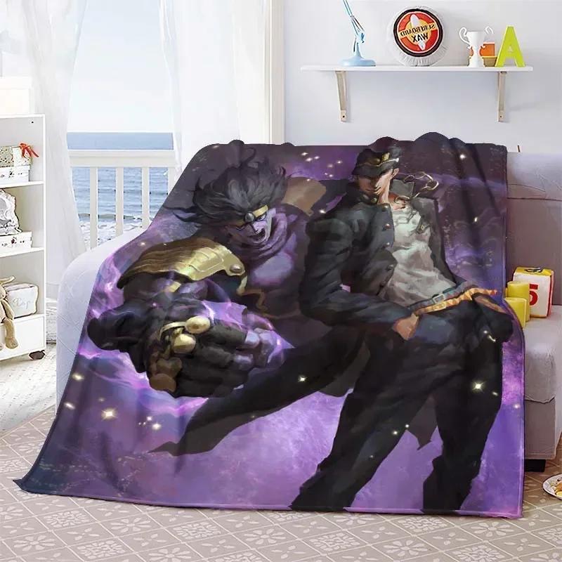 Summer Blankets Sofa Bedspread Couch Home Living Room Decor Anime JoJo Bizarre Adventure Print Flannel Throw Blanket Soft Warm