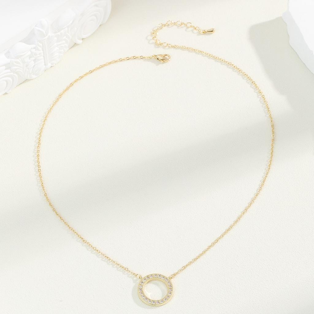Simple Idyllic Copper Inlaid Zircon Collarbone Chain Female Personality Full of Diamonds Long Adjustment Necklace Ins Versatile Item Decoration