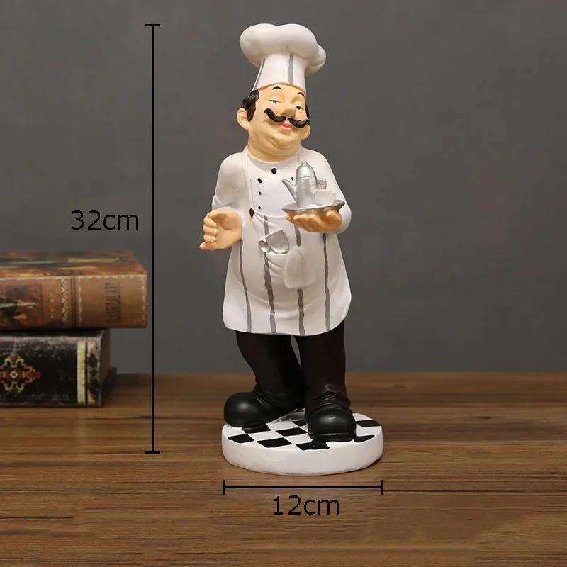 Chefes Barbudos Figuras Creativas Estatua Decoración de Escritorio Personaje Chef Profesional Escultura de Resina Adornos Decoración Moderna para el Hogar