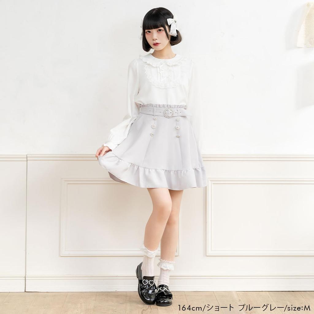 [Yumetembo] Mass-produced Landmine Style Clothing [Dear My Love] Women's Beaded Skirt, Choice of Length, Long, Black, Yumetenbo