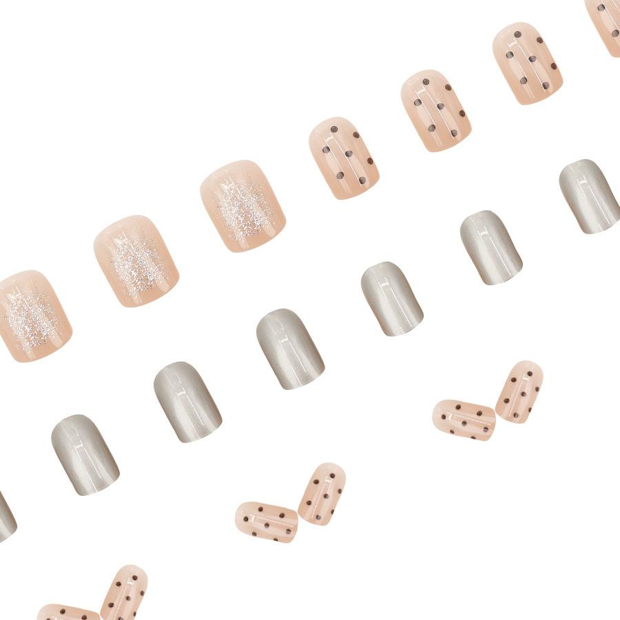Metal New Polka-dot Nail Art Patch Nail Temperament Whitening High-end Wear Short Ins Wear Nails 24 Pieces
