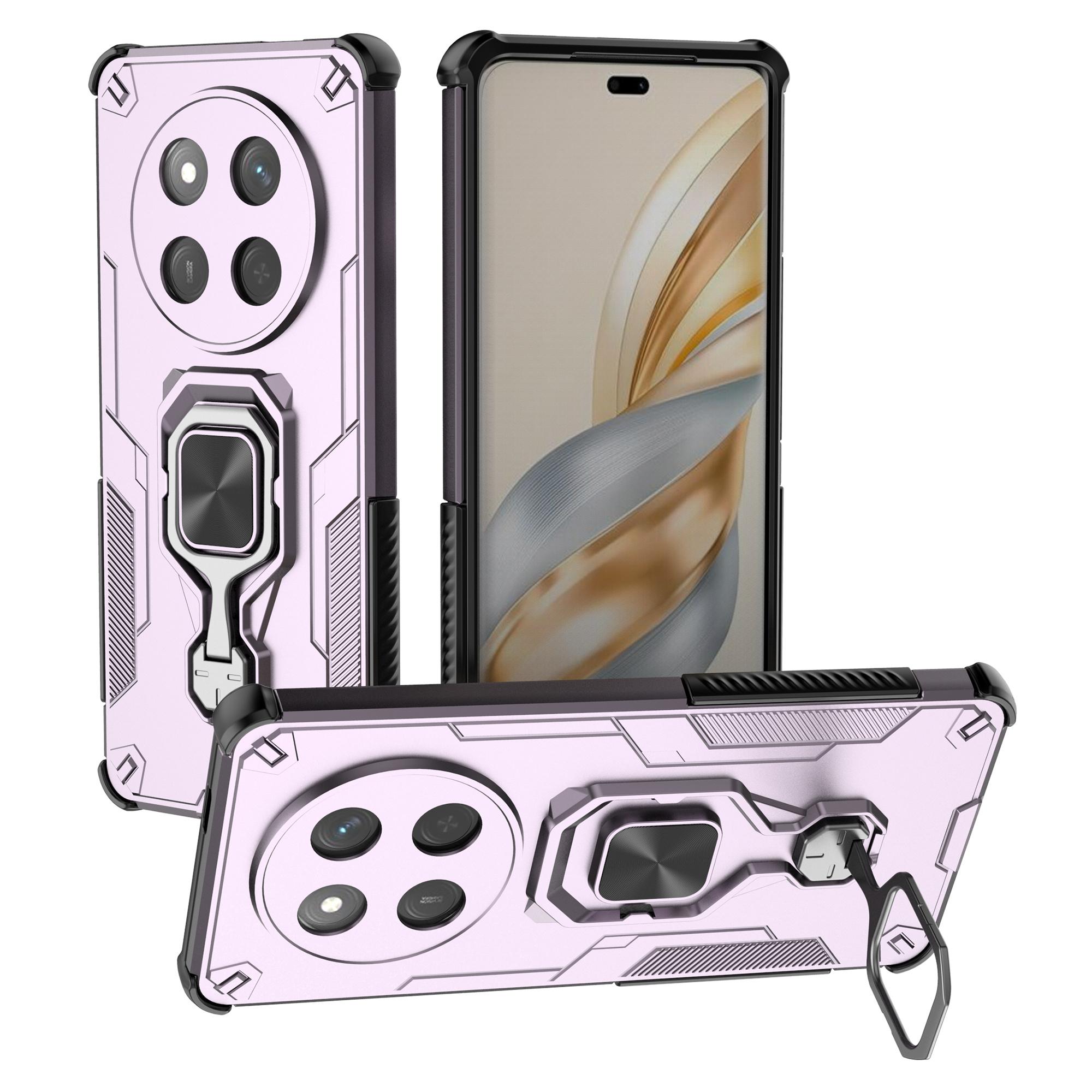 

For Honor X60 Pro 5G Case Rotatable Ring Kickstand PC+TPU Shockproof Phone Cover Purple