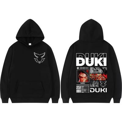 Rapper Duki Ameri World Tour 2025 Printed Long Sleeve Pullover Men's Clothing Vintage Street Pop Music Casual Hooded Sweatshirts