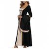 Women's Plus Size Dress Flared Sleeves Retro Long Gold Velvet Dress