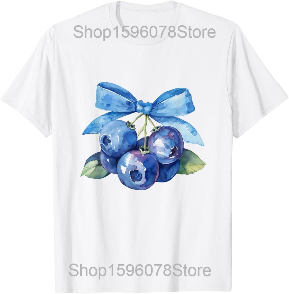 Blueberry Fruit Funny Berry Lover Eater T Shirts Men Women Cotton Humor Streetwear Tee Shirt Short Sleeve Unisex Loose Clothing