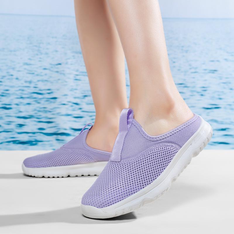 36-46 Unisex Slippers Men's Half Slippers Mesh Meter-breathable Men's Black Mueller Shoes