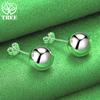 Charm 925 Sterling Silver Smooth Round Bead Stud Earrings For Women Party Birthday Christmas Fashion Elegant Jewelry Accessories