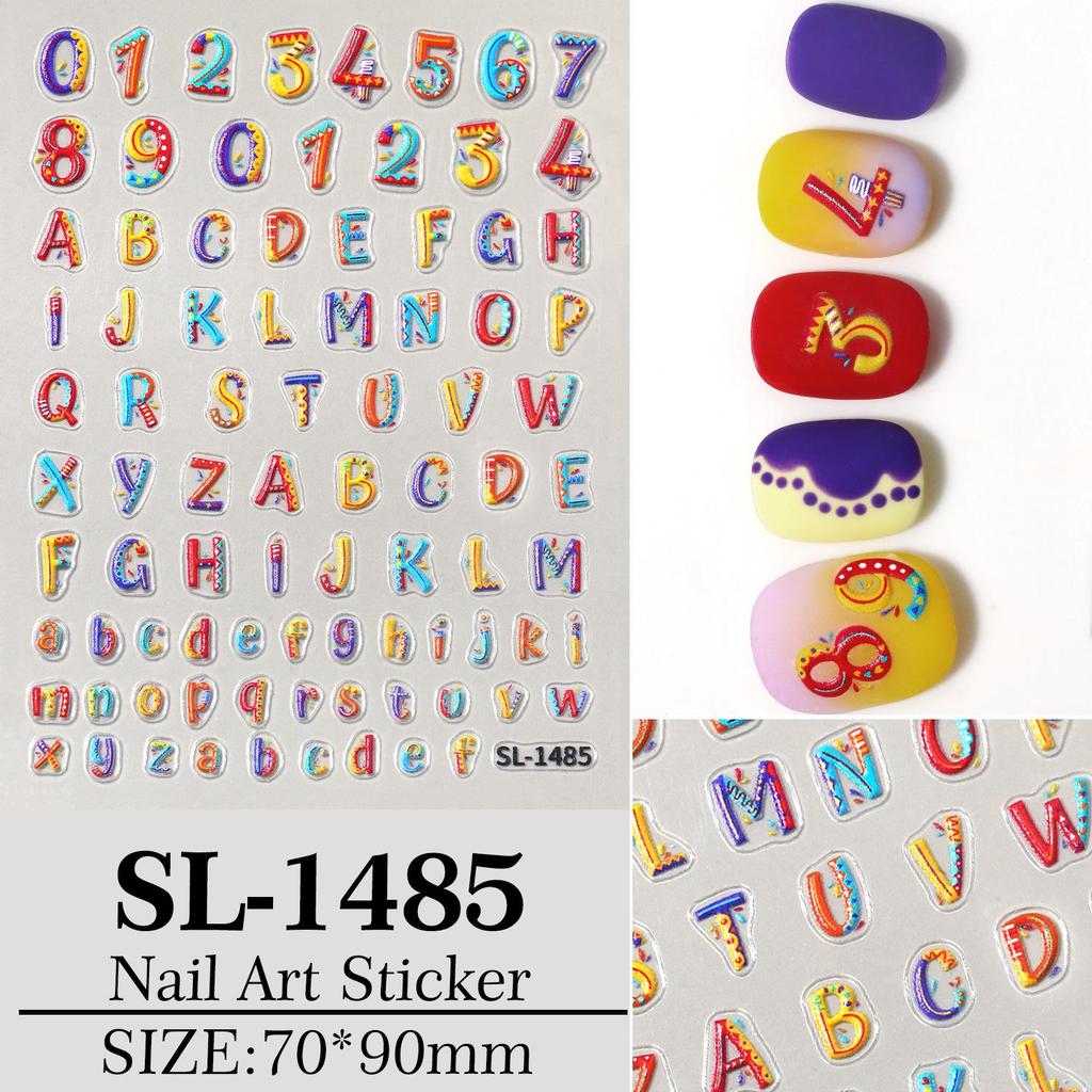 INS Style Cute Cartoon Letter & Number Nail Art Stickers for DIY Journals & Accessories