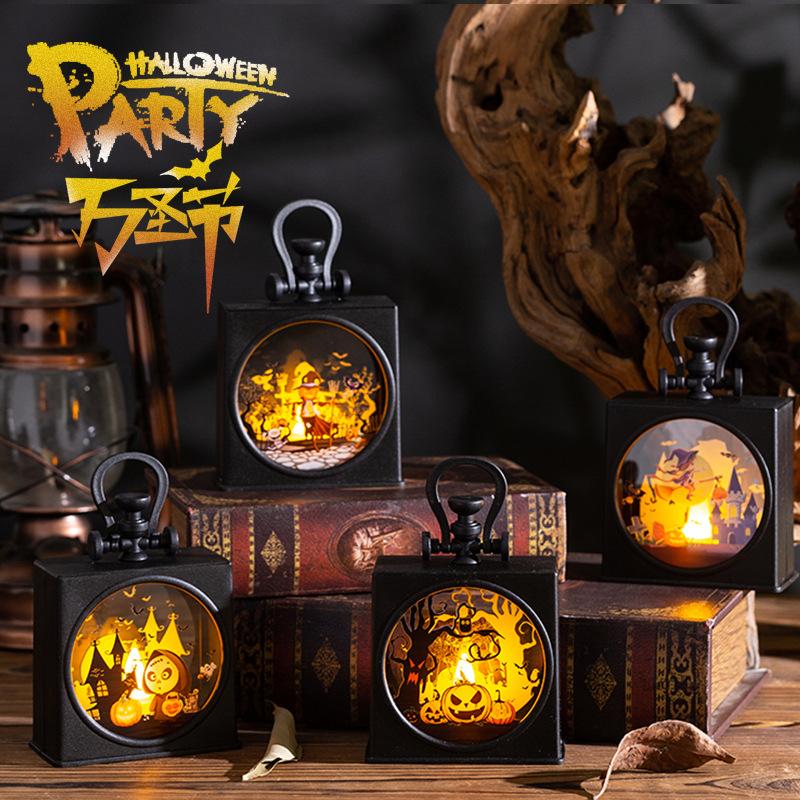 Decoração de Halloween para crianças, abóbora portátil, caixa de presente para jardim de infância, layout de cena de festa, adereços, decoração de atmosfera