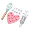 Cake Baking Supplies Set Heart Shape Silicone Mould Hand Cream Mixer Piping Frosting Tips for Beginner
