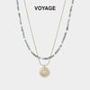 Summer Beaded Double Layer Necklace: Light Luxury Stone Sweater Chain for Women