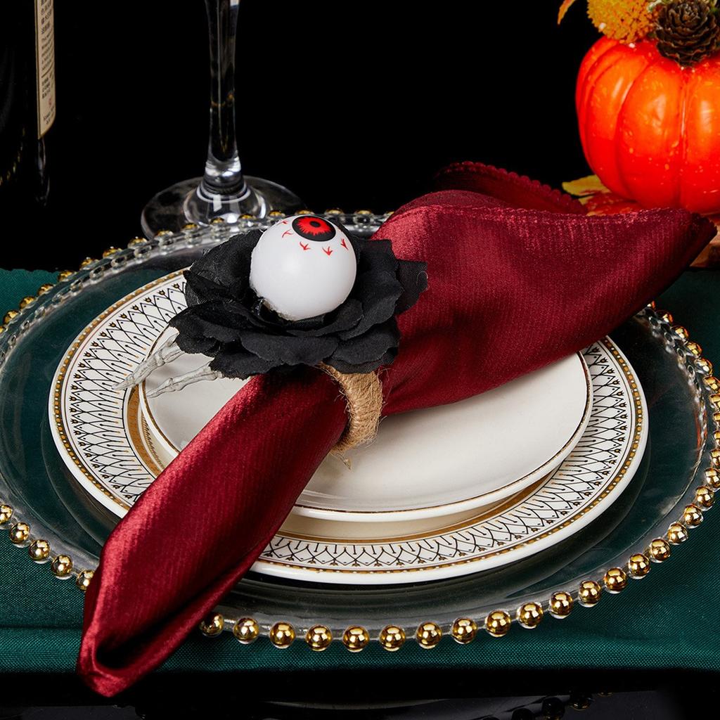 Halloween Napkin Rings, Maple Napkin Holders Fall Decorative Napkin Grommets For Thanksgiving Halloween Table Decorations