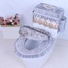 Soft Fabric Toilet Cover Luxurious Flannel Toilet Tank Cover with Lace Trim Side Pockets Soft Plush Toilet Lid for Ultimate