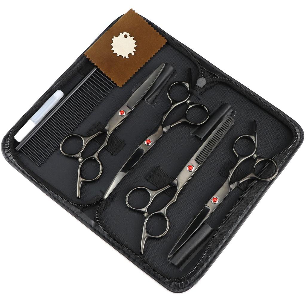 6.0/7 Inch, Color 4 Packs, Pet Beauty Scissors, Straight Scissors, Set Steel Comb Cross-Border