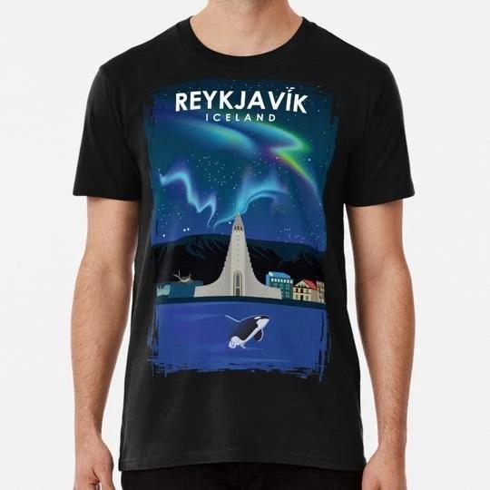 Reykjavik Iceland Northern Lights Travel Poster S to 5XL Made in the USA TTshirt S