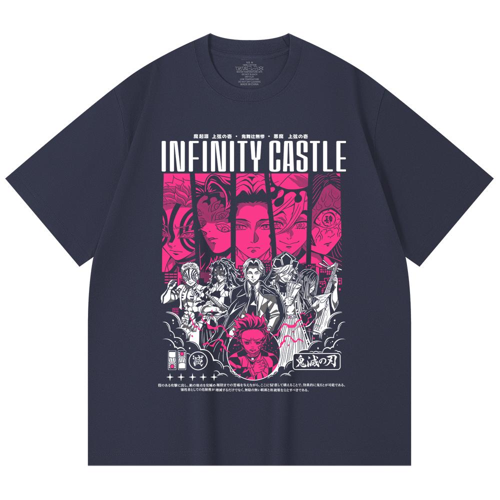 230 Gsm 100% Cotton Demon Slayer V89 Infinity Castle Print Unisex Heavy Cotton T Shirt