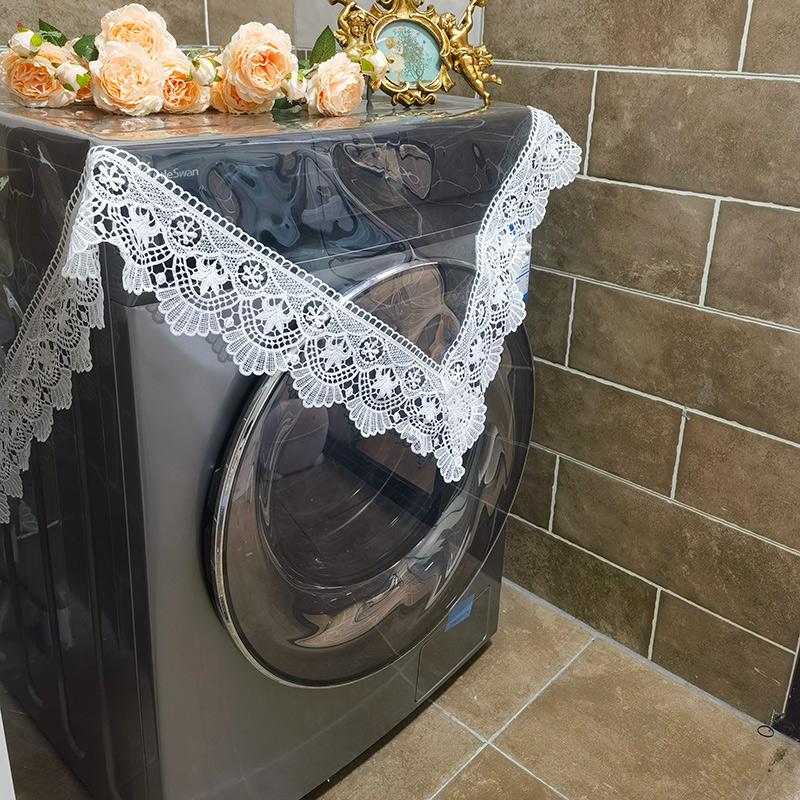 Lace PU Washing Machine Cover Cloth, Waterproof, Dustproof, Non Washable, Transparent Protective Cover Pad Universal Pad