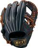 ZETT Youth Baseball Soft Brown Size BJGB74370 Glove, Steer, All-Around, Left-Handed Throw, Black/Oak (1936), M,