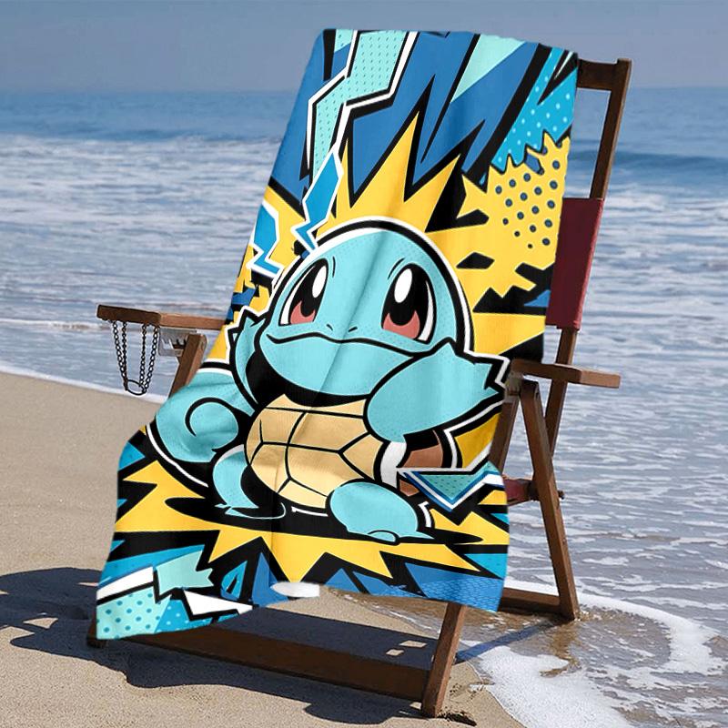 proof beach towel with Pokémon pattern - soft,absorbent,quick-drying,machine washable - perfect for swimming,camping,bathing