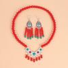 A Few Red Fringed Forehead Chains, Exotic Forehead, Eyebrow Pendant, Retro Earrings, Women's Tibetan Headdress.
