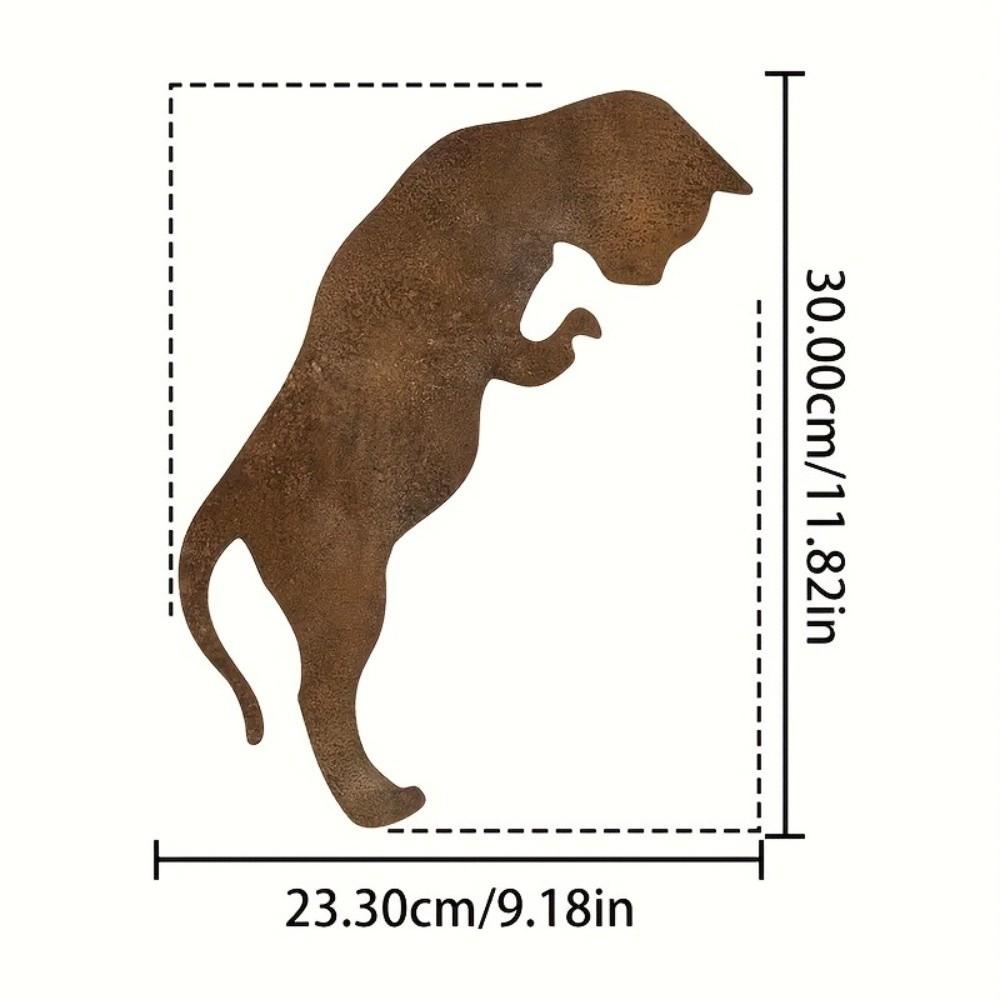 Rustic Rusty Finish Rusty Cat Ornament Earth-Tone Color Outdoor Yard Decoration  Yard Ornament Kitten