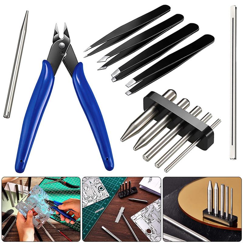 

PDTO 12 шт. металлический набор инструментов-пазлов наборы моделей «сделай сам» гибочные вспомогательные инструменты пинцет