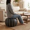 PU Leather Pouf Ottoman Cover Unstuffed Large Capacity Pumpkin Pouf Cover Round Minimalist Sofa Footstool Cover Entrance