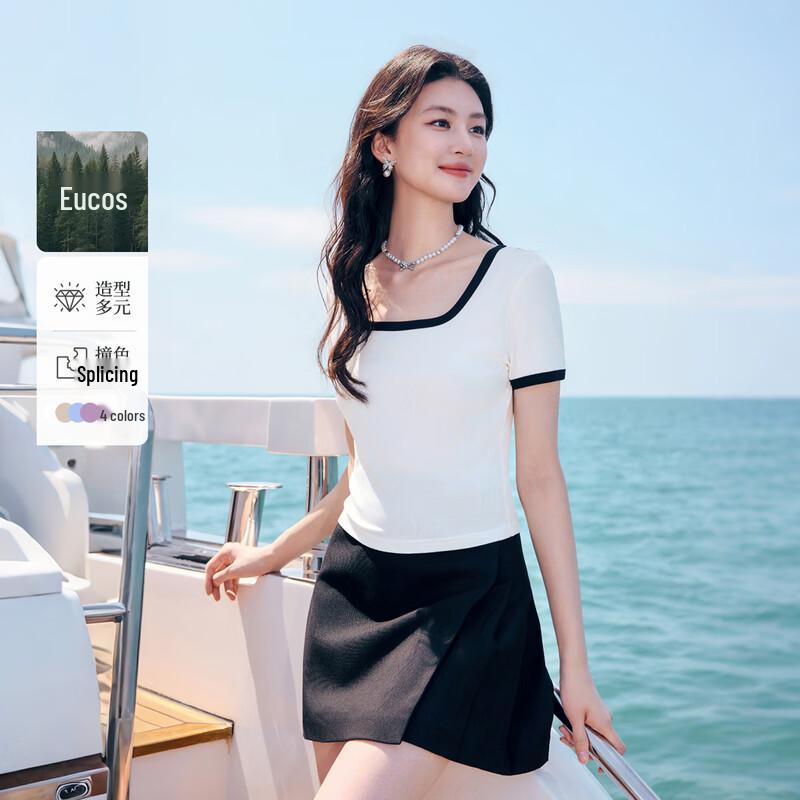 

Women s Round Neck Color Block T-Shirt M