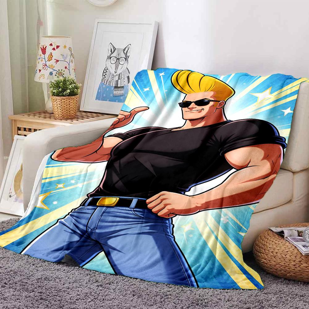 Johnny Bravo Theme Printed Blanket - Perfect for Couch, Bed, Travel & Outdoor Use | Machine Washable, Cozy & Durable.