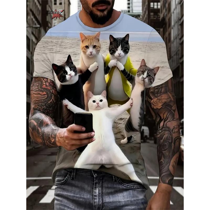 Men's 3D Warrior Cat Pattern Animal Printed T-shirt