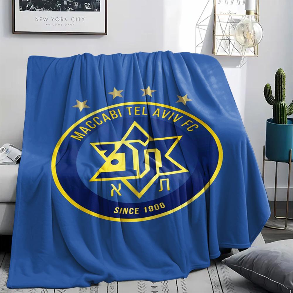 1 Stück Maccabi Tel Aviv FC Aufdruck Flanelldecke Hohe Qualität Warm Bequem Decke für Alle Jahreszeiten Perfekt für Geschenke Heimdekoration