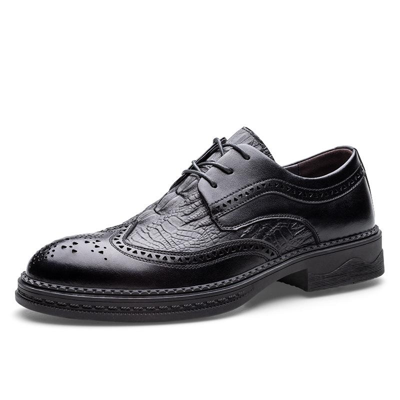 Leather Shoes Men 'S Brock British Casual Trend Business Formal Dress Carved Youth Suit Wedding Shoes Plus Velvet Men 'S Shoes