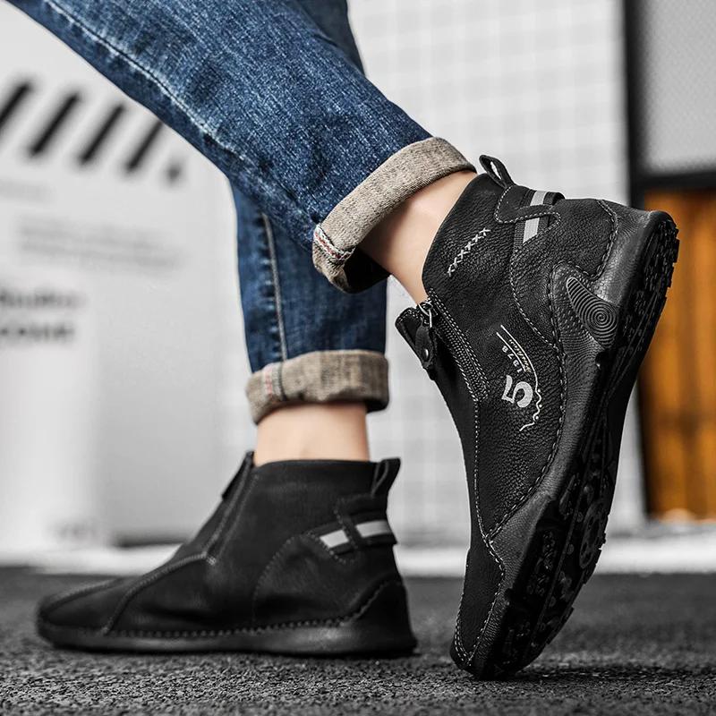 Winter Chelsea Men's Boots Suede Ankle Boot Men British Style Leather Mens Fashion Man Male Wedding Boots
