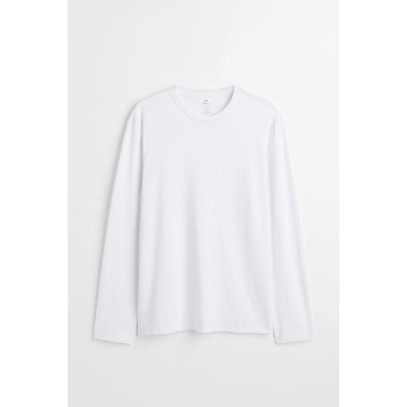 

[H & M Thermolite®] Men s T-shirt Autumn Crew Neck Bottoming Shirt Long Sleeves Tops 1024743 White 175/108A